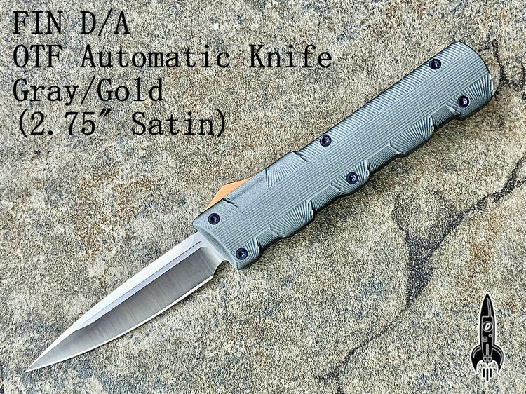 D Rocket Designs  FIN D/A OTF Automatic Knife Gray/Gold (2.75